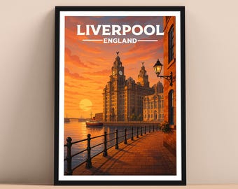 Liverpool Travel Print, Liverpool Travel Poster, Art Print, Travel Decor, Gift for him, Gift for her, Popular Print