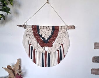 Boho macrame wall hanging in terracotta and green – Handmade wall hanging – Boho wall decor – Unique piece
