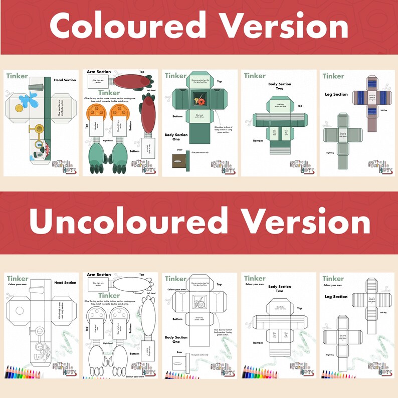 Printable Robot Craft Kit: Build-a-bot Colouring Activity (digital ...