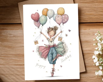 Happy Birthday Greeting Card | Colorful Birthday Illustration | 5x7 Printed Card for Friends & Family
