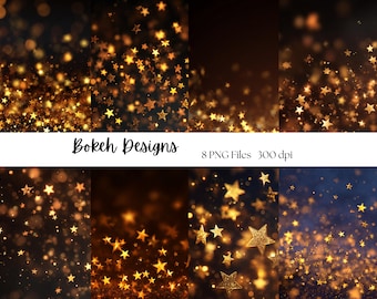 Bokeh Digital Paper Pack: 8 Blurred Light PNG Designs (Instant Download)