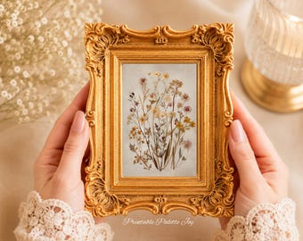 Gepresste Wildblumen Kunstdruck, Botanische Wandkunst, Vintage Blumendruck, Cottagecore Dekor, Antike Blumen Illustration, Rustikales Wohndekor