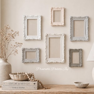Gallery Wall Art Picture Frames, Ornate Soft Neutral Frames, Baroque Style Frames, Empty Frames Ready to Hang