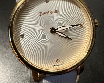 Brand New Swiss Made Wenger Women's Sapphire Crystal Campaign and Gold Watch