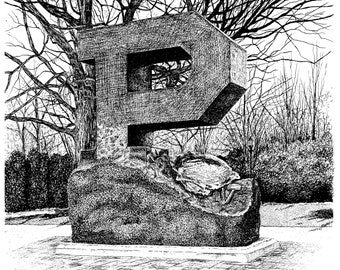 Unfinished Block P Statue, Purdue University, West Lafayette, Indiana, Fine Art Print
