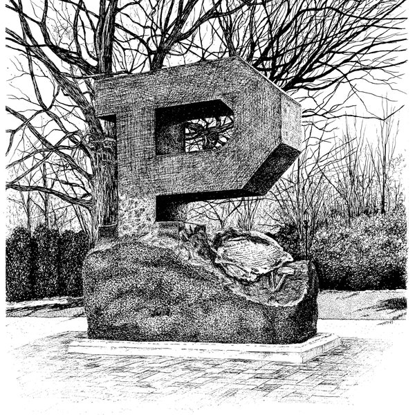 Unfinished Block P Statue, Purdue University, West Lafayette, Indiana, Fine Art Print