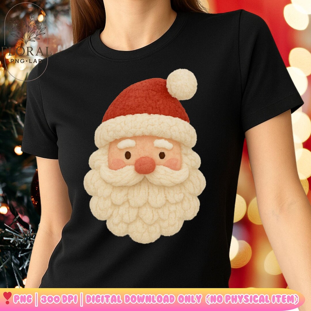 Cute Santa Claus Png, Fuzzy Wool Texture Christmas Design, Cozy Retro ...