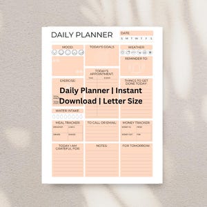 Daily Planner Printable | Minimalist Productivity PDF | Instant Download