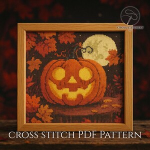 Spooky Halloween Pumpkin Cross Stitch Pattern PDF | Instant Digital Download | Autumn Embroidery Design | Fall Craft Project | Easy DIY Kit