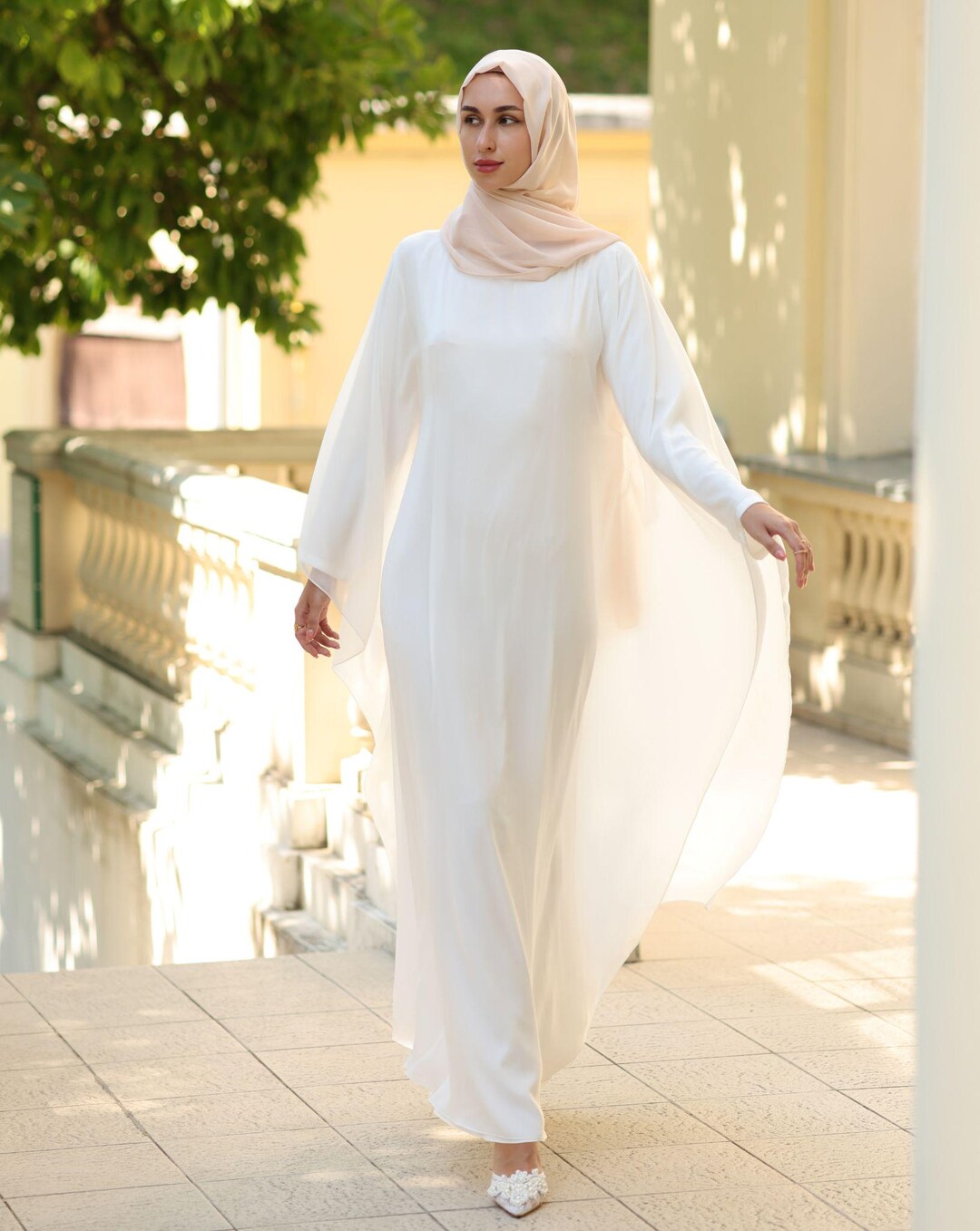 chiffon hijab dress Chiffon Dress, Maxi Chiffon Dress, Modest Chiffon Dress, Modest White Dress, Maxi Dress, Ivory Dress, Dress Long Sleeve, Muslim Dress