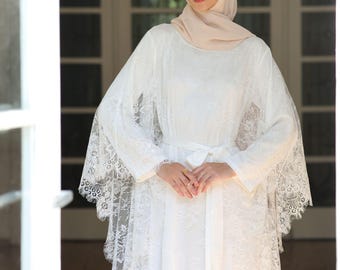 Lace Dress, Maxi Dress, Modest Dress, Modest White Dress, Maxi Dress, Ivory Dress, Dress Long Sleeve, Muslim Dress, Nikah Dress, Nikha Dress