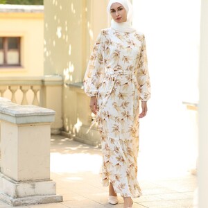 muslim chiffon dress Chiffon Dress, Maxi Chiffon Dress, Modest Chiffon Dress, Modest White Dress, Maxi Dress, Ivory Dress, Dress Long Sleeve, Muslim Dress