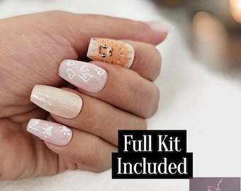 Pomeranian Press-On Nails | Kawaii Dog Nails | Handmade Pet Art from Puerto Rico