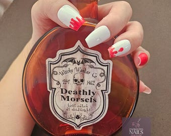 Halloween Blood Drip Press-On Nails Handmade Reusable Horror Nail Art