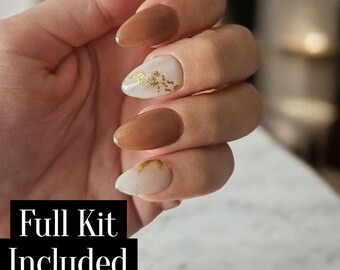 Celestial Moon & Stars Press On Nails | Luxury Reusable Gel Set | Custom Sizes Shapes Cosmic Nail Art