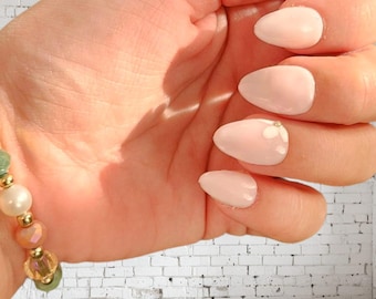 Made to Order-Milky Pink and Rosadas Almond Nails  Press On Set