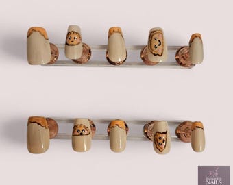 Kawaii Empanadilla Press-On Nails | Handmade Gel Nail Art | Daily Wear & Cosplay