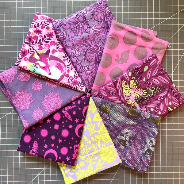 Grape Bundle - Tula Pink OOP Rainbow Color 8 Fat Quarters