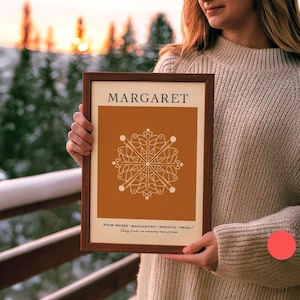 Personalized Name Poster Margaret, Name Meaning, Personalized Wall Art, Custom Line Art Print, Unique Gift for her, Digital Download