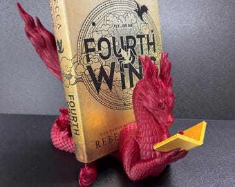 Porta libri a forma di drago fiammeggiante / Decorazione per la casa fantasy e accessorio per libreria / Porta libri stampato in 3D