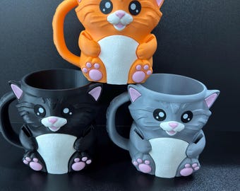 Porta pinta di gelato a forma di gatto – Stampato in 3D, cassetto nascosto, fessure per cucchiai