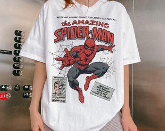 Vintage Spider-Man Comic Shirt, Retro 70s Amazing Spiderman Tee, Bootleg Peter Parker Graphic Top, Superhero Movie Fan Gift Shirt
