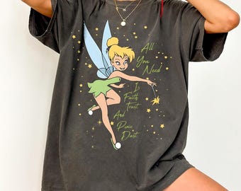All You Need Is Faith Trust And Pixie Dust Shirt, Tinker Bell Retro Tee, Magical Kingdom Fairy Top, Vintage Disney Vacation Gift, Pixie Tee