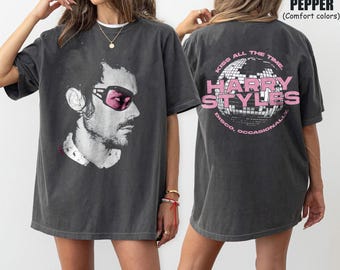 Camiseta de Harry Styles, Camiseta retro Kiss All The Time Disco Ball, Top vintage con retrato de Harry, Ropa Love On Tour, Regalo para fans de la música