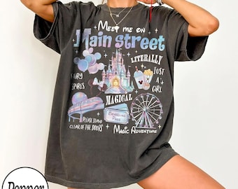Meet Me On Main Street Shirt, Pastel Disney World Tee, Magical Kingdom Ferris Wheel Top, Vintage Disney Trip Gift, Just A Girl Magical Tee