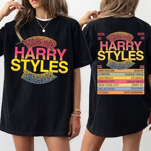 Maglietta di Harry Styles, t-shirt con le date del tour in stile retrò, t-shirt Together Together Tour 2026, merchandising musicale vintage, regalo estetico per i fan dei concerti. immagine 3