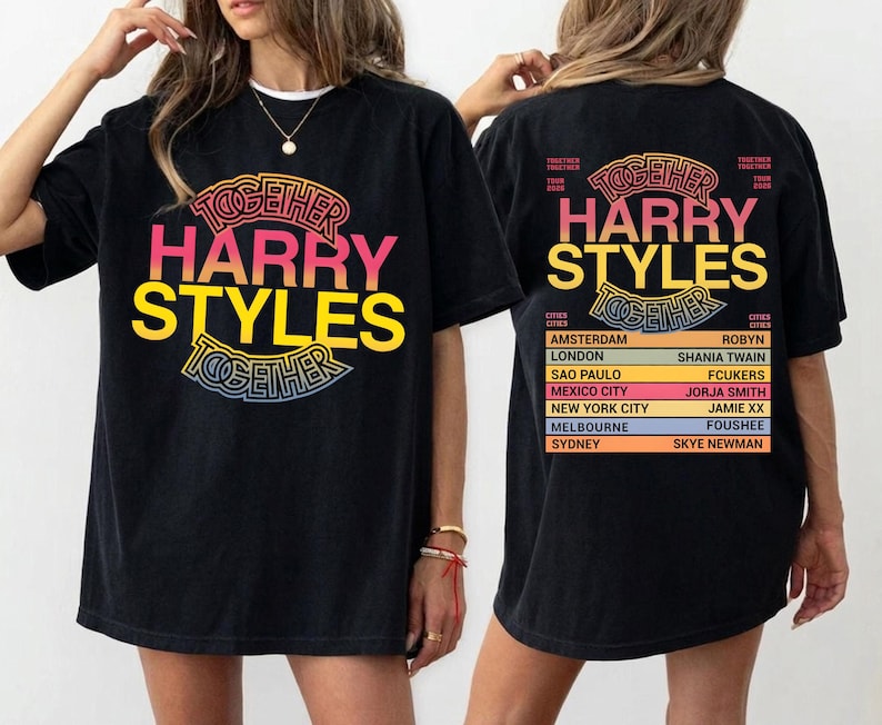Maglietta di Harry Styles, t-shirt con le date del tour in stile retrò, t-shirt Together Together Tour 2026, merchandising musicale vintage, regalo estetico per i fan dei concerti. immagine 3