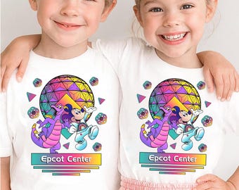 Mickey and Figment Epcot Center Shirt, Retro Space Dragon Graphic Tee, Colorful Theme Park Fan Gift, Nostalgic Vacation Apparel, Kids Unisex