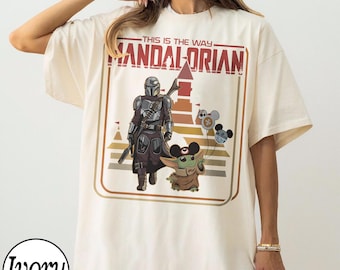 Mandalorian and Grogu Disney Shirt, Retro Star Wars Family Vacation Tee, Baby Yoda Mickey Ears Top, This Is The Way Galaxy's Edge Trip Shirt
