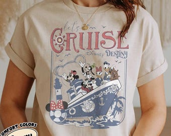 Vintage Disney Destiny Cruise Shirt, Let's Cruise Mickey and Friends Tee, Retro Disney Cruise Line T-Shirt, Family Cruise Vacation Gift