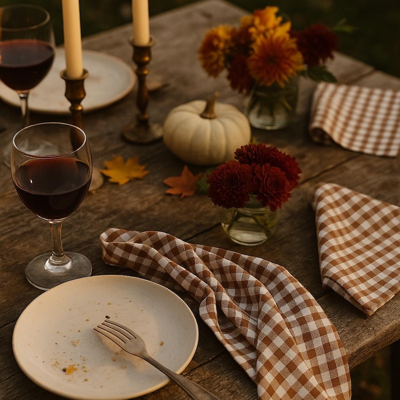 Linen Brown Gingham Napkin Etsy