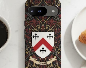Personalized Family Crest Phone Case | Custom Coat of Arms Tough Case | Heraldic Surname Gift | Medieval Tapestry iPhone Samsung Cover