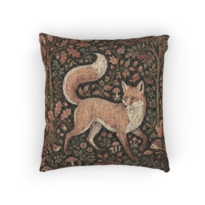 Medieval Millefleur Fox Woven Tapestry Cushion Cover | William Morris Inspired | Cottagecore Woodland Botanical Pillow | Fox Lover Gift image 10