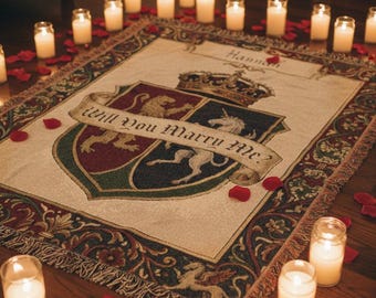 Will You Marry Me Medieval Woven Blanket | Personalized Unique Proposal Throw | Custom Name Marriage Proposal | Romantic Wedding Keepsake