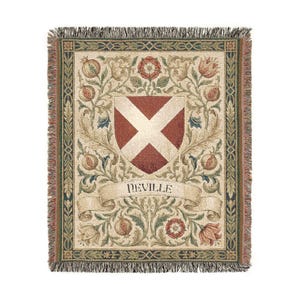 Custom Family Crest Woven Blanket | Personalised Coat of Arms Surname Throw | Medieval Heraldic Tapestry | Castlecore Heritage Keepsake Gift image 15
