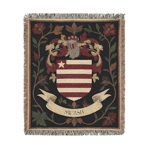 Custom Family Crest Woven Blanket | Personalised Coat of Arms Surname Throw | Medieval Heraldic Tapestry | Castlecore Heritage Keepsake Gift image 13