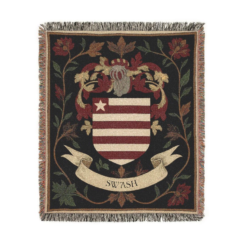 Custom Family Crest Woven Blanket | Personalised Coat of Arms Surname Throw | Medieval Heraldic Tapestry | Castlecore Heritage Keepsake Gift image 13