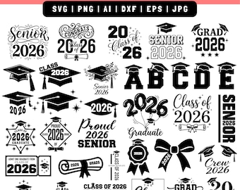 Senior 2026 SVG Bundle | Class of 2026 SVG | High school svg | Graduation 2026 svg | Senior 2026 Shirt | Senior Grad Cut File
