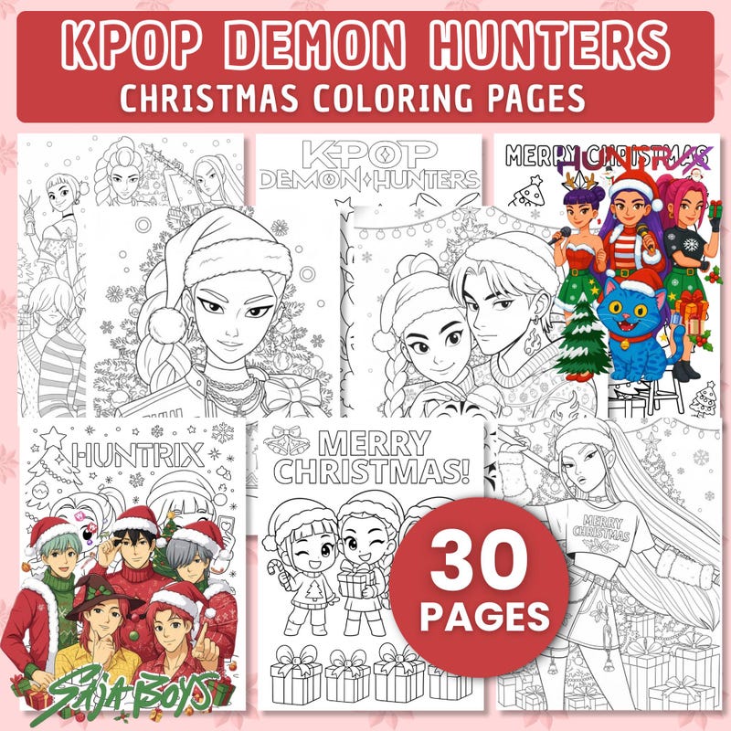 Huntrix Christmas Coloring Pages - Etsy