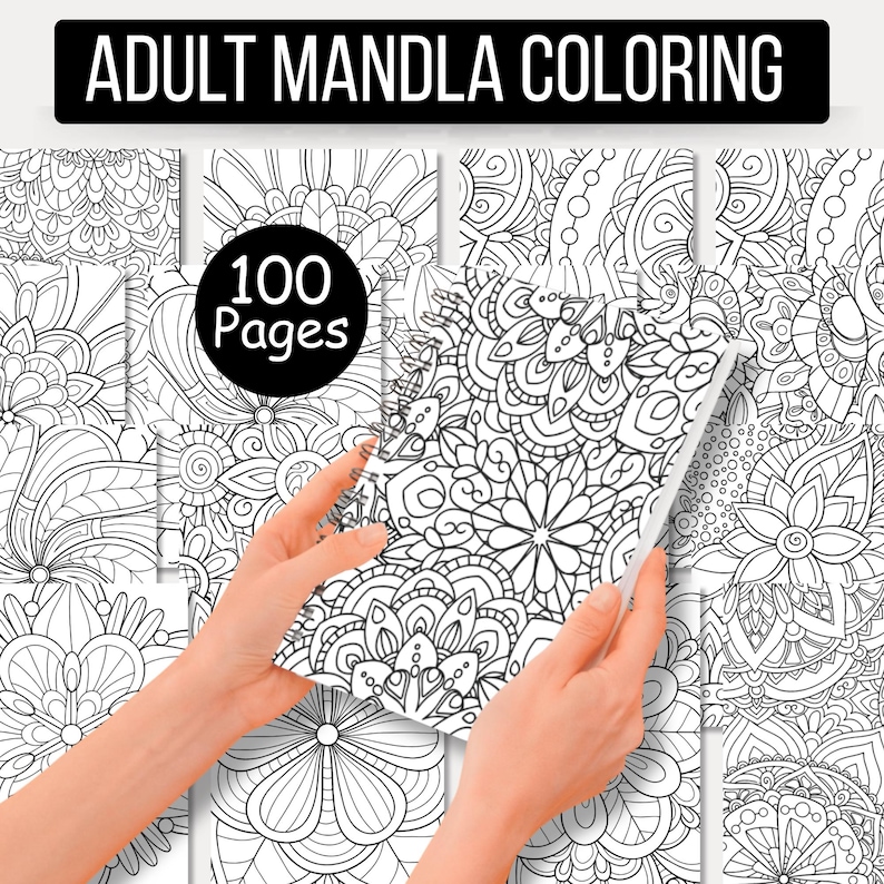 100 Mandala Coloring Pages - Stress Relief Adult Coloring Book (PDF ...