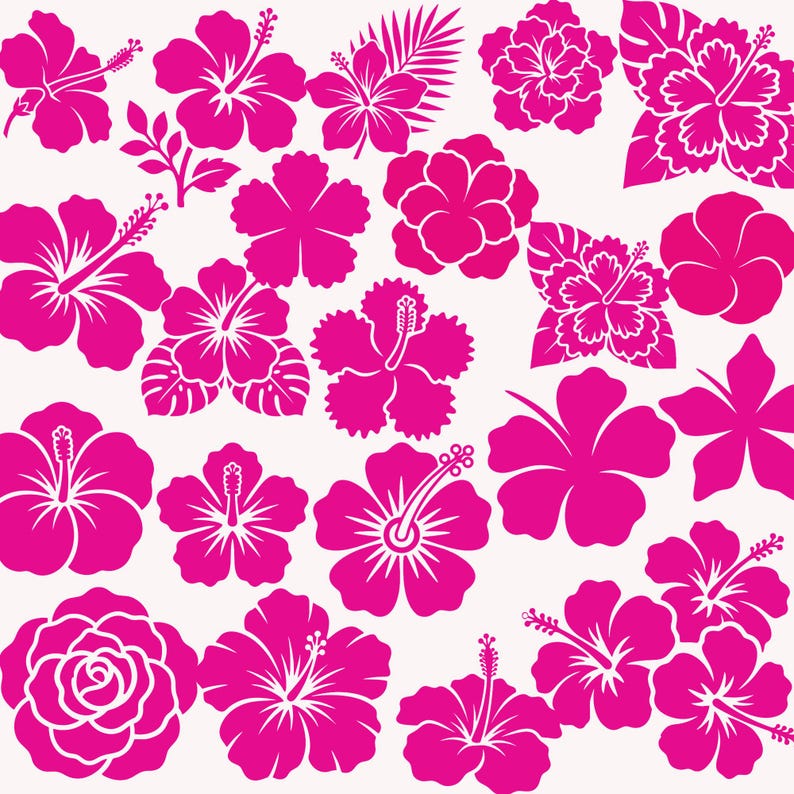 Hibiscus Flowers SVG Bundle | Tropical Floral Clipart, Hawaiian Designs (Digital Download) image 2