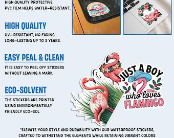 Flamingo Stickers 60-Piece Pack – Tropical Summer Waterproof Vinyl Decals