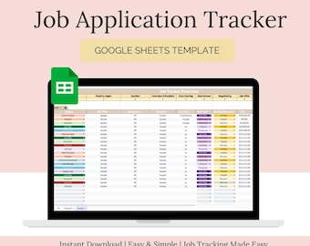 Digital Job Application Tracker: Google Sheets Planner Template (Instant Download)