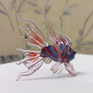 Handmade Murano Glass Art Multi Color Fish Figurine, Blown Glass Sculpture for Aquarium Decor
