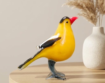 Beeldje gele vogels met muranoglaskunst: miniatuur geblazen glazen dierensculptuur ter decoratie