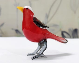 手作りのガラスの鳥2羽、職人の吹きガラス、ママとベイビー - Etsy 日本